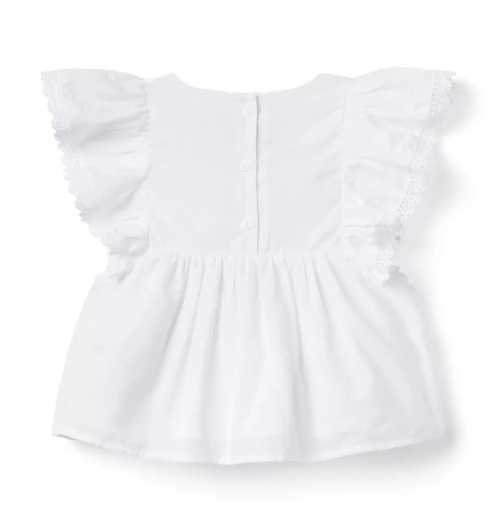 WHITE FLUTTER TOP