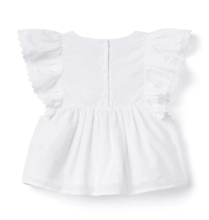 WHITE FLUTTER TOP