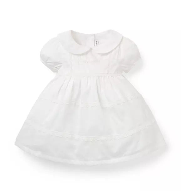 WHITE SATEEN COLLAR DRESS