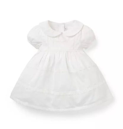 WHITE SATEEN COLLAR DRESS