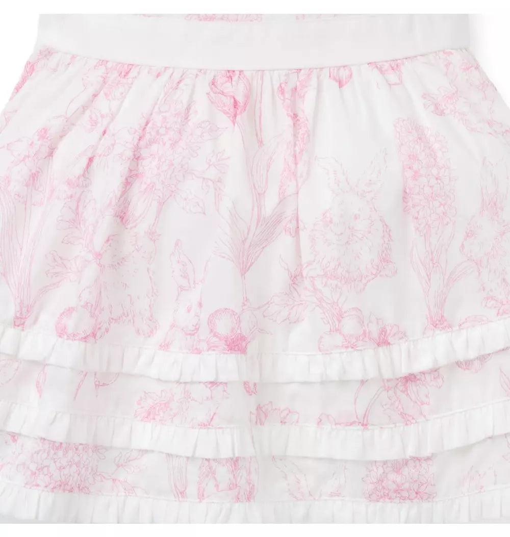 PINK TOILE RUFFLE DRESS