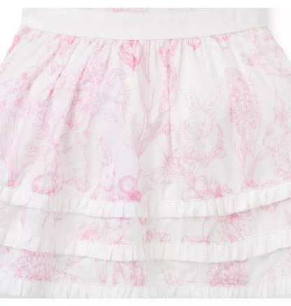 PINK TOILE RUFFLE DRESS