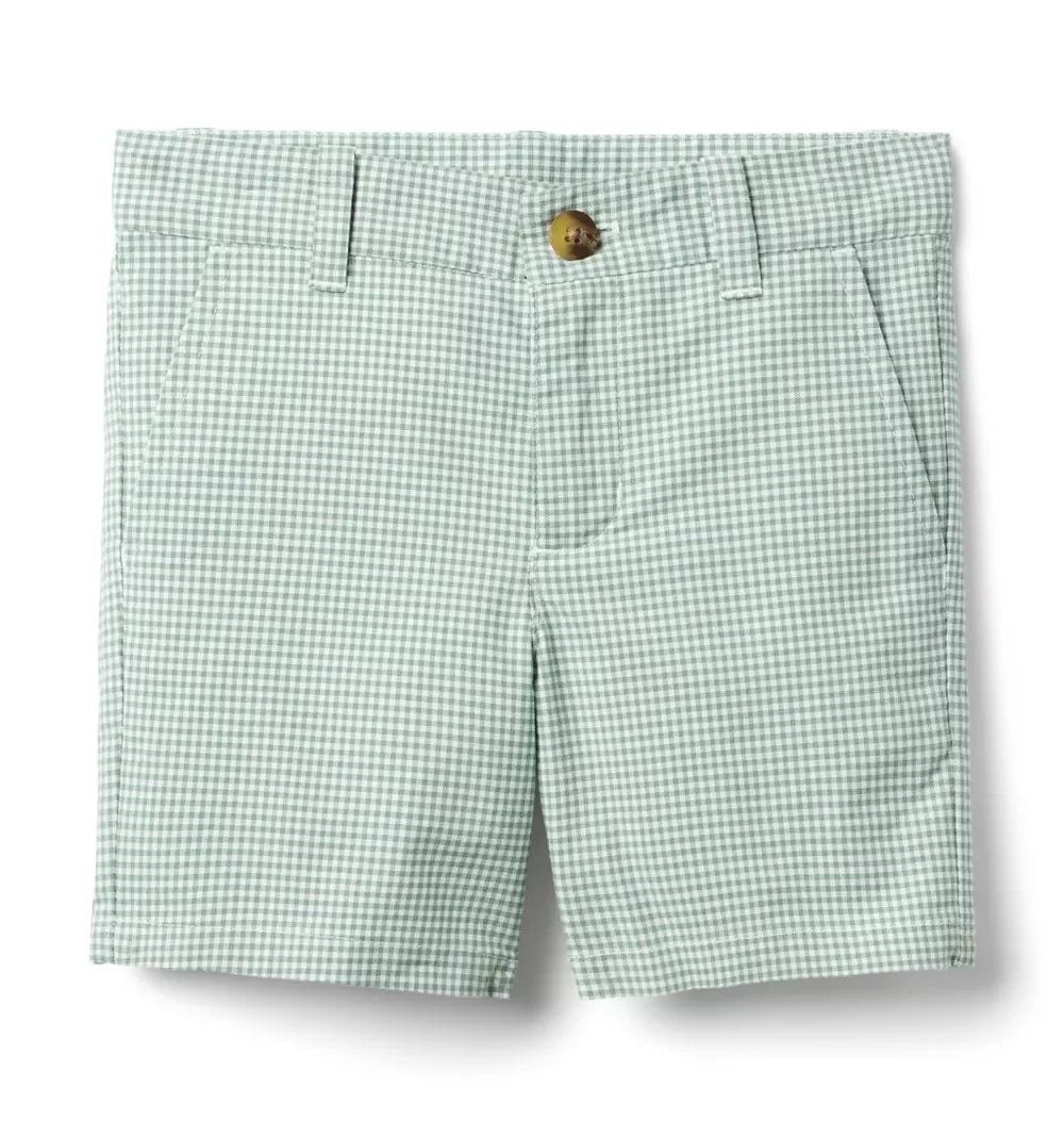 W GRN MICRO GINGHAM FF SHORT ESTR1