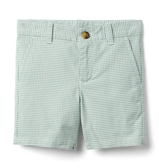 W GRN MICRO GINGHAM FF SHORT ESTR1