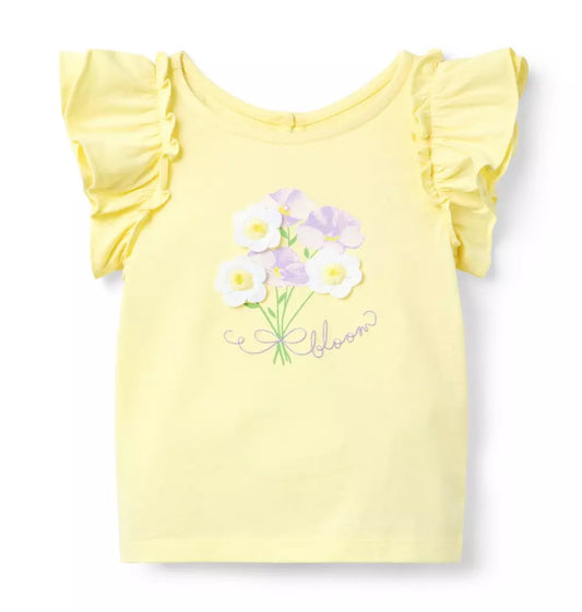 K YLW BLOOM GRAPHIC SS TOP E2