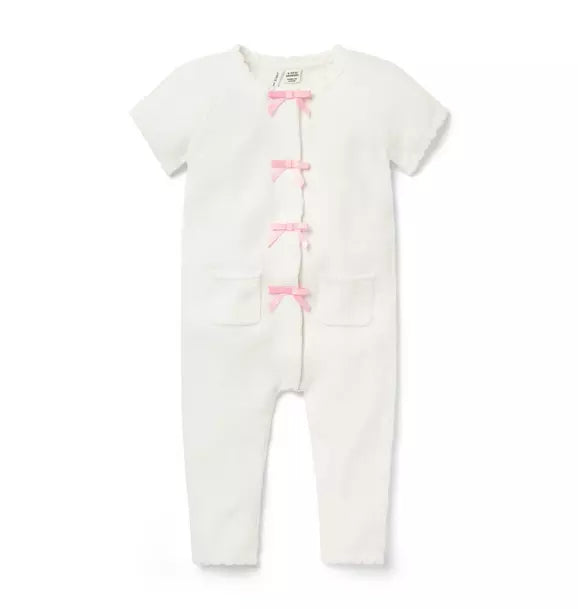 WHITE PINK BOW ONEPIECE