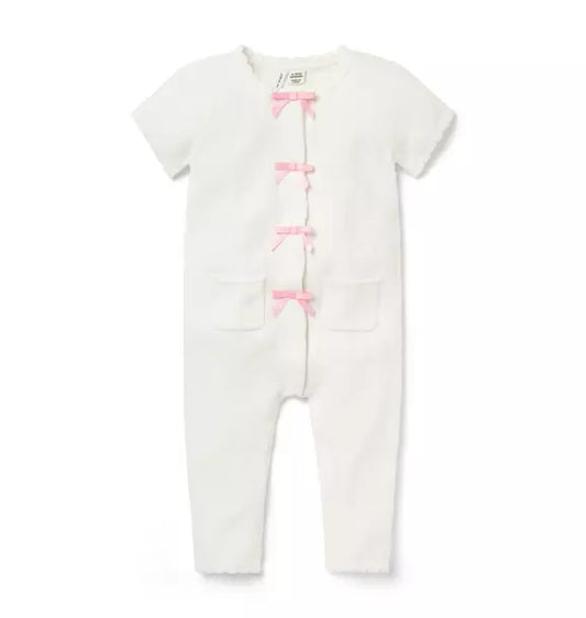WHITE PINK BOW ONEPIECE