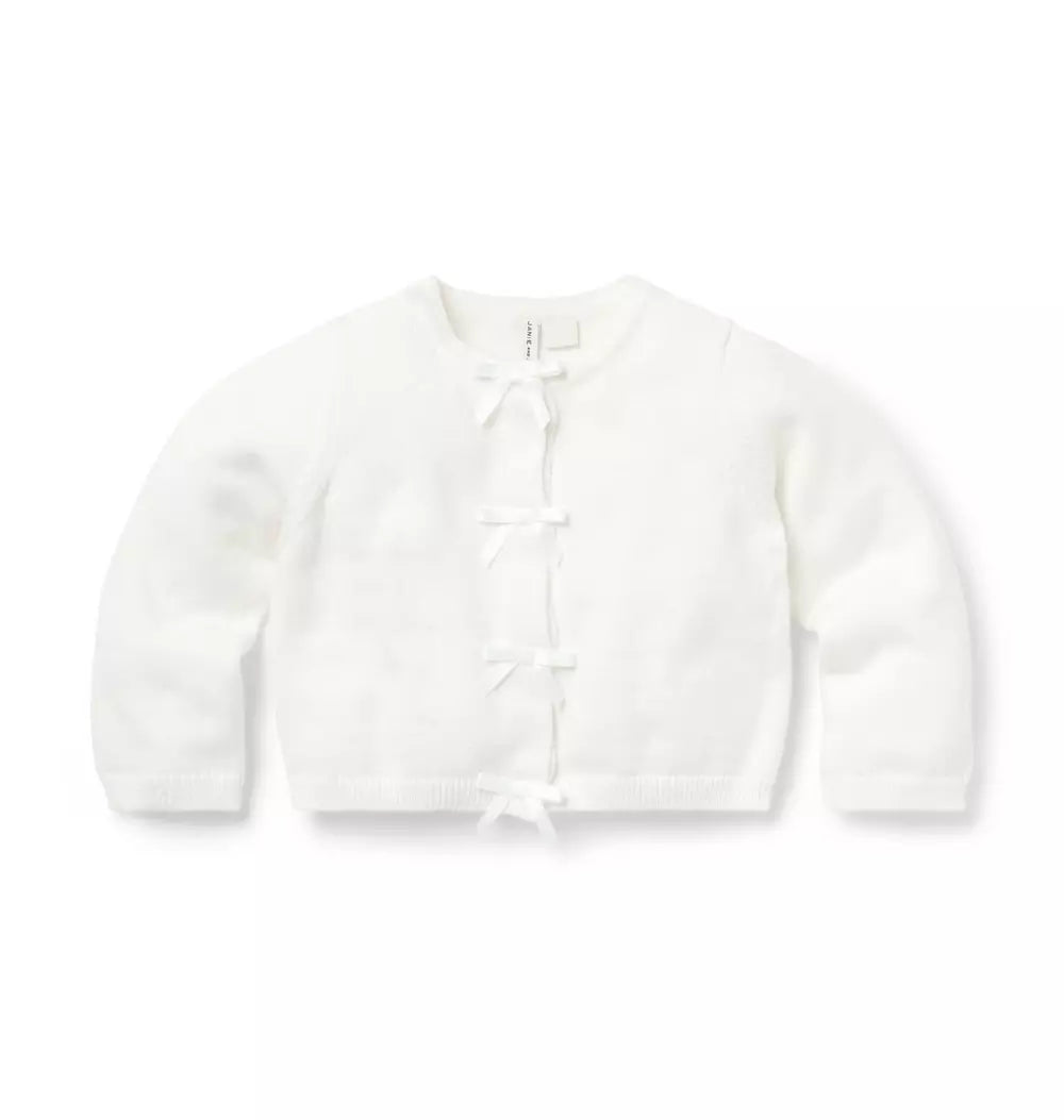 WHITE BOW CARDIGAN