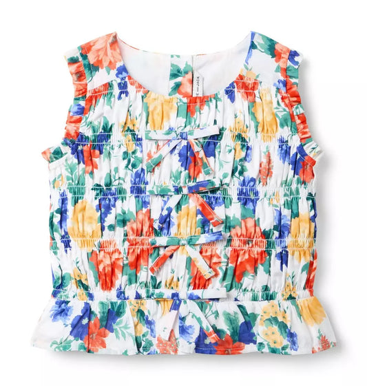 W MLTI FLRL SMOCK BOW SL TOP SM0