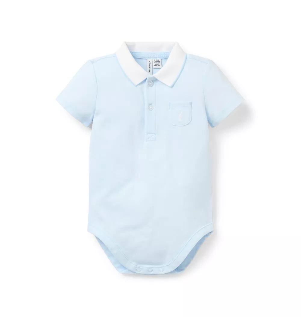 B K BLUE POLO BUNNY EMBRD BODYSUIT ESTR1