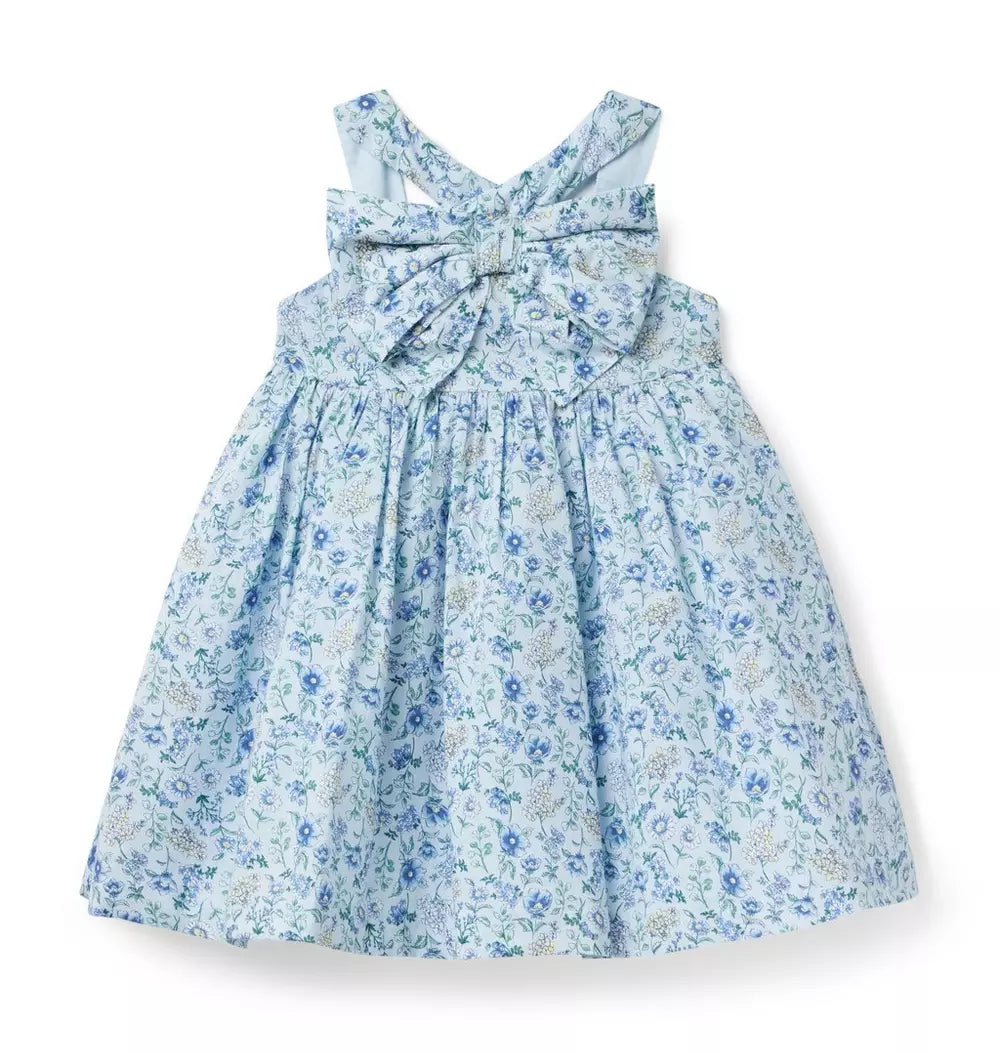 BLUE FLORAL BOW DRESS