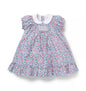 G W BLUE RED DITSY CHERRY FLORAL SS COLLAR DRESS