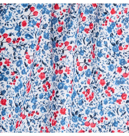 G W BLUE RED DITSY CHERRY FLORAL SS COLLAR DRESS