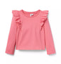 T-SHIRT K PNK EYELET RFFLE LS TOP F2