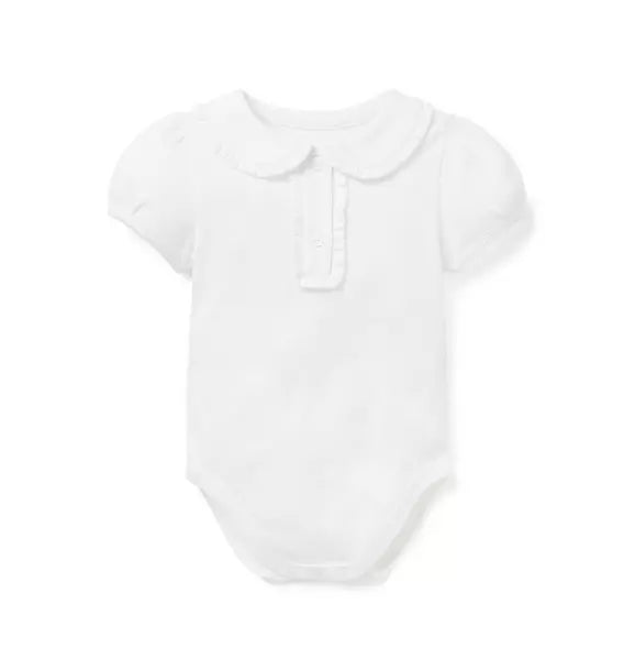 WHITE RUFFLE COLLAR BODYSUIT