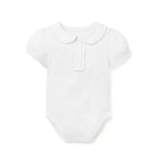 WHITE RUFFLE COLLAR BODYSUIT