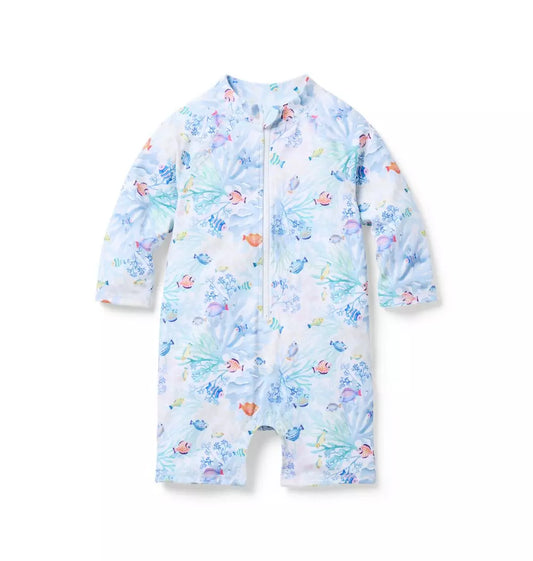U K MULTI CORAL FISH 1PC ZIP RG SWIM SMR3