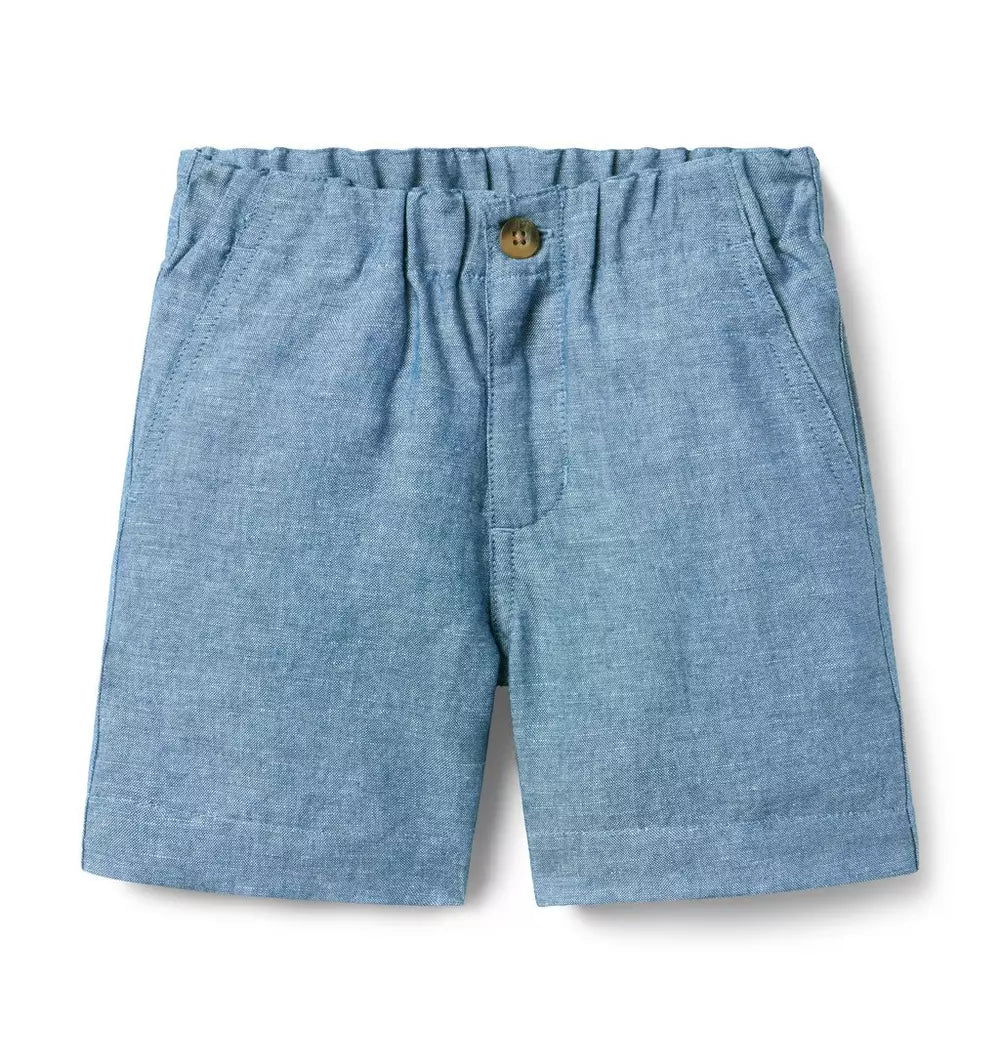 BLUE LINEN SHORT