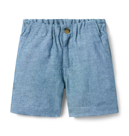 BLUE LINEN SHORT
