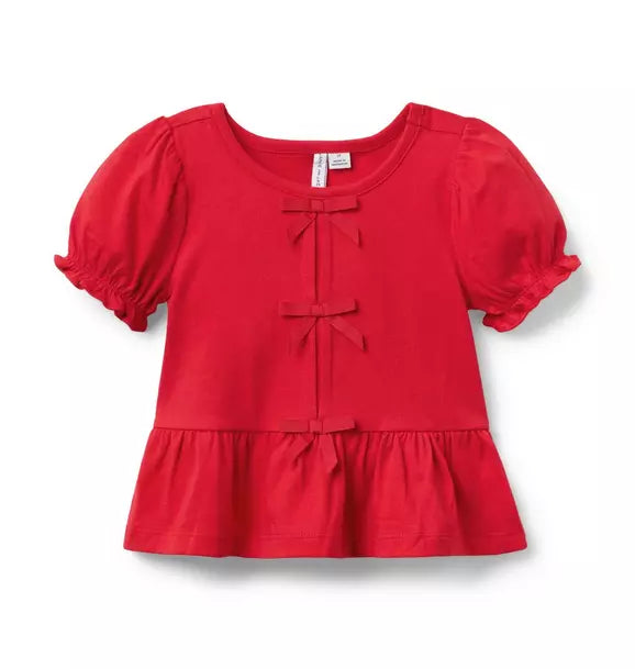 BLUSA K RED 3BOW PEPLUM SS TOP F0A