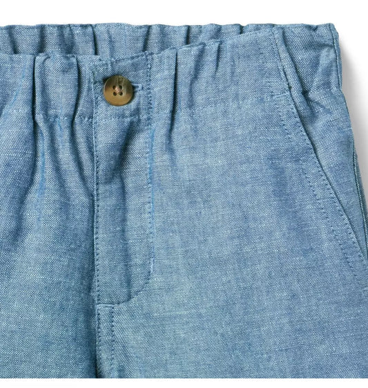 BLUE LINEN SHORT