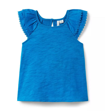 BLUE RUFFLE TOP