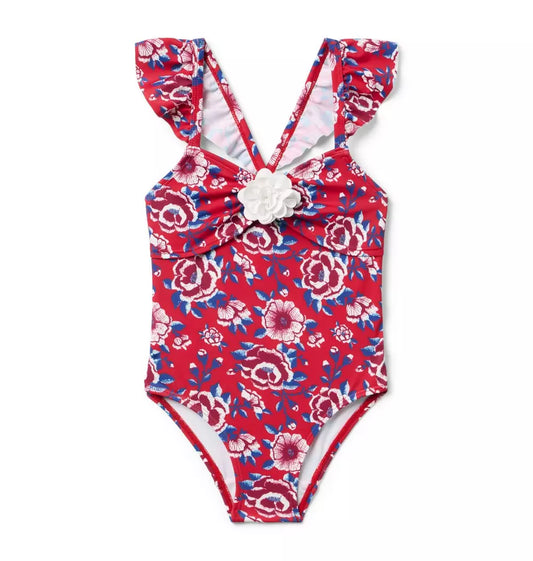K RED FLORAL ROSETTE 1PC SWM R1A