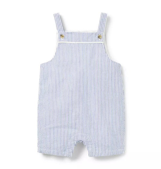 B W BLUE STRIPE SEERSUCKER OVERALL ESTR1