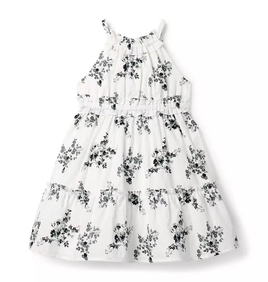 W ES WHT FLRL HALTER DRESS BW