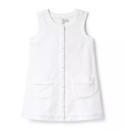 WHITE BUTTON DRESS COVER SWIM