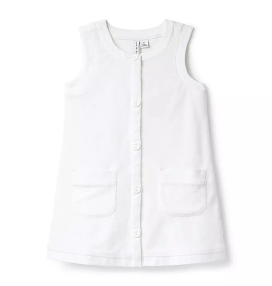 WHITE BUTTON DRESS COVER SWIM