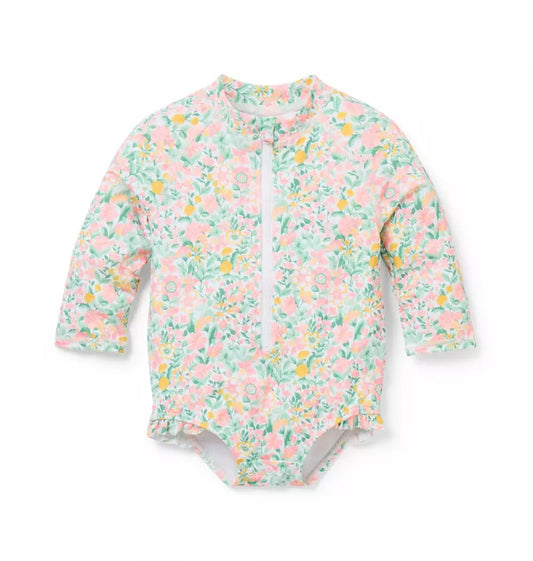G K MULTI DITSY FLORAL 1PC LS RASHGUARD SWIM SI