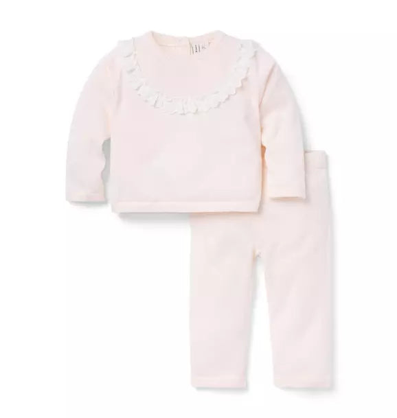 PINK EYELET SWEATER/PANT SET