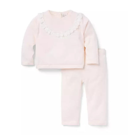 PINK EYELET SWEATER/PANT SET