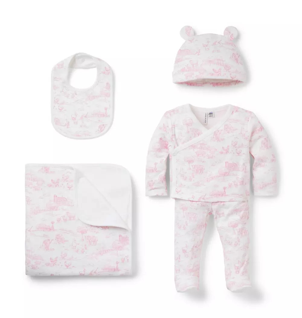 G K WHITE PINK FARM TOILE 4PC GIFT SET SIG1