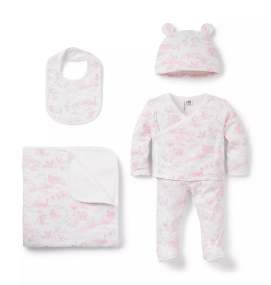 G K WHITE PINK FARM TOILE 4PC GIFT SET SIG1