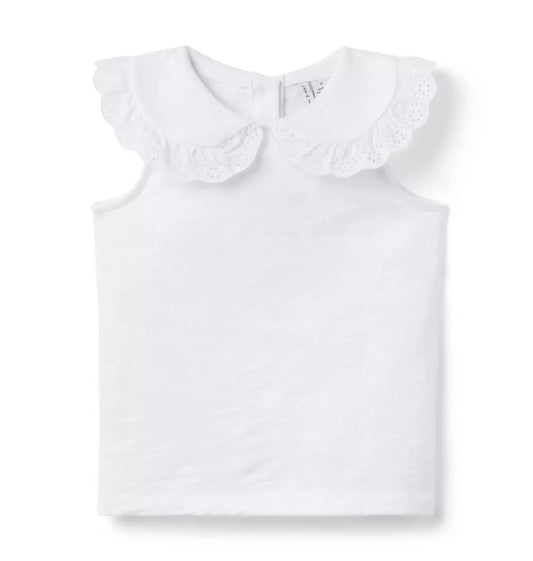 K WHT EYELET COLLAR SL TOP SPRBAS