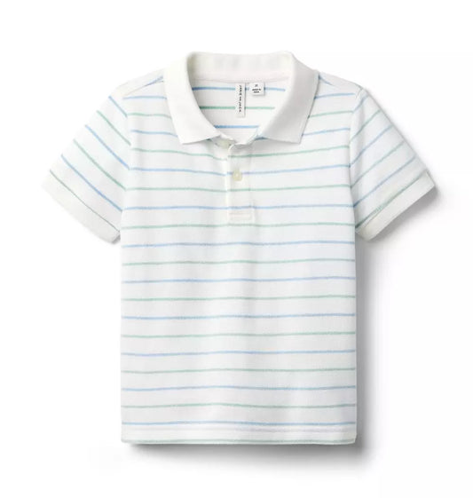 K X BLU GRN STRIPE SS PIQUE POLO ESTR1
