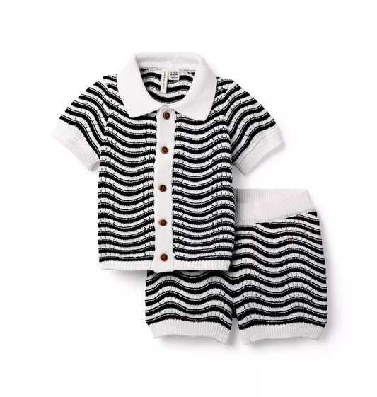 B S X BLACK CREAM STRIPE CABANA SET BW