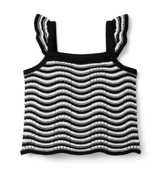 S ES BW STRIPE SCALLOP SWTR BW