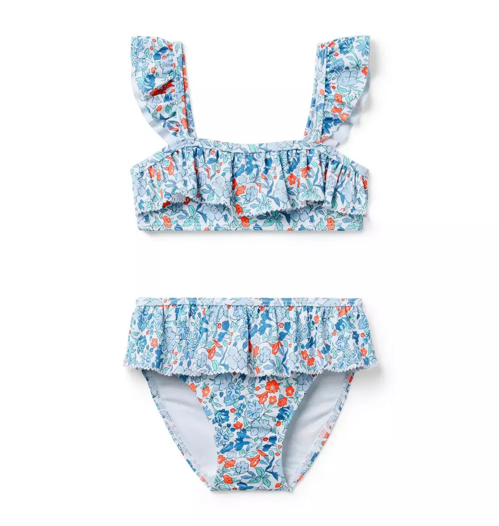 K X BLU DITSY FLRL 2PC SWIM SMR4
