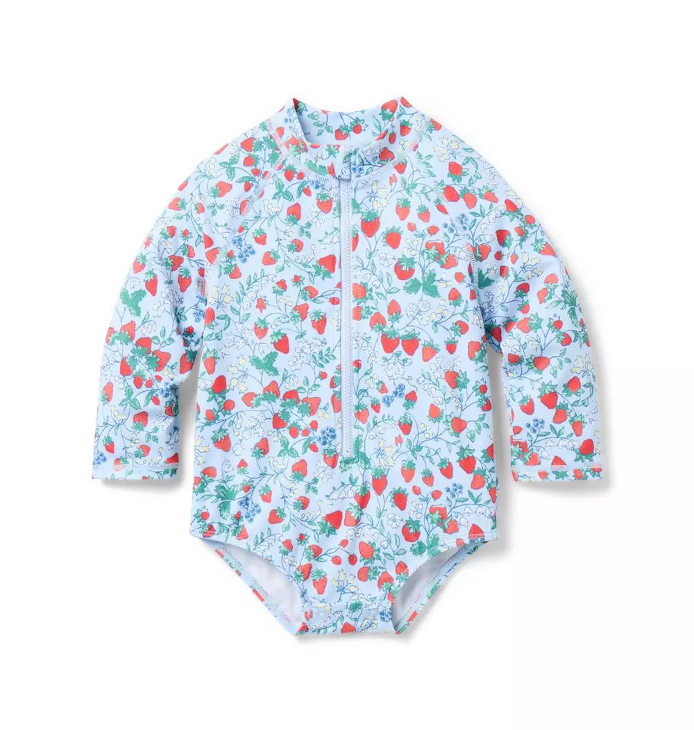 G K BLUE STRAWBERRY VINES 1PC LS SWIM SMR0