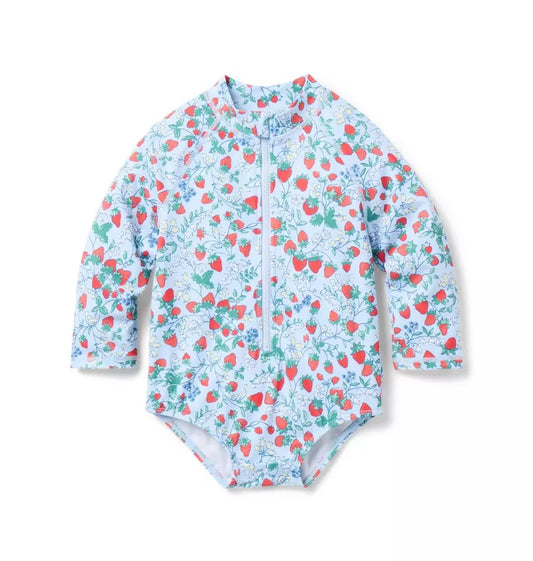 G K BLUE STRAWBERRY VINES 1PC LS SWIM SMR0