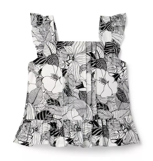 W BW PALM PINTUCK SL TOP BW