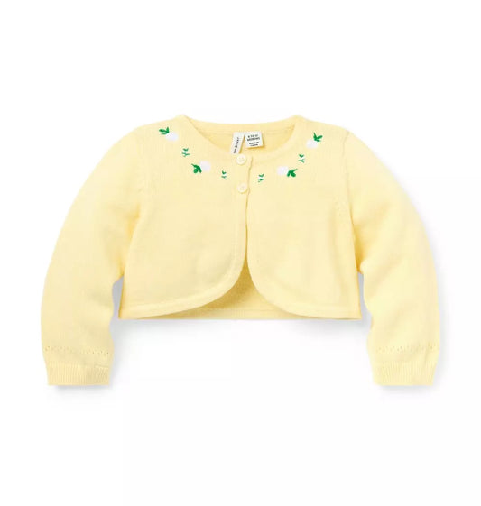 G S YELLOW EMBRD FLORAL CROP CARDIGAN ESTR2