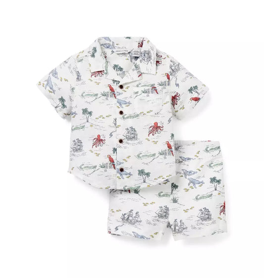 B W WHITE PIRATE ADVENTURE TOILE LINEN CABANA :