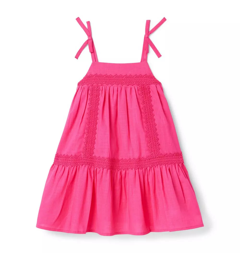 W ES PINK LINEN TRIM DRESS SMR 3
