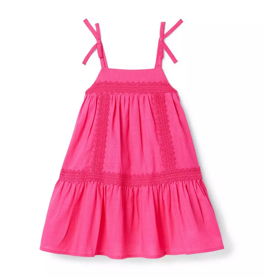 W ES PINK LINEN TRIM DRESS SMR 3
