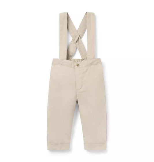 B W KHAKI LINEN SUSPENDER PANT SB1