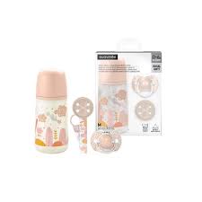CHUPETA Y BIBERON CON TETINA FISIOLOGICA SX PRO + BROCHE 0-6 MESES